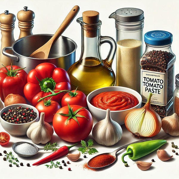 مواد لازم سس مارینارا پیتزا بیکن