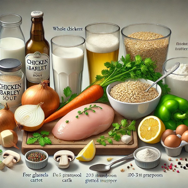 مواد لازم سوپ مرغ و قارچ