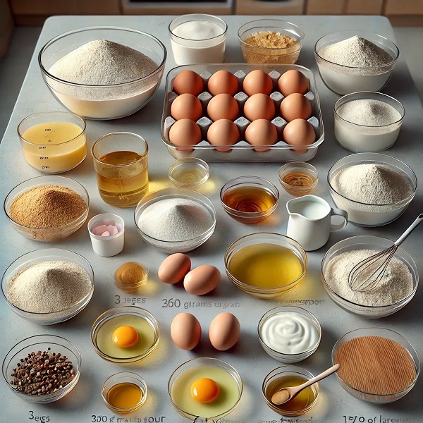 مواد لازم کیک تابه ای