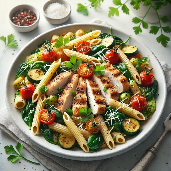 مواد لازم و طرز تهیه پاستا مرغ رژیمی