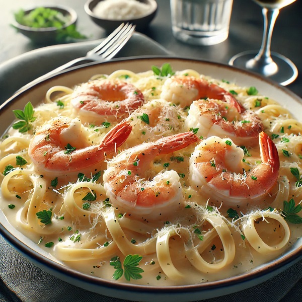 مواد لازم و طرز تهیه پاستا میگو رستورانی