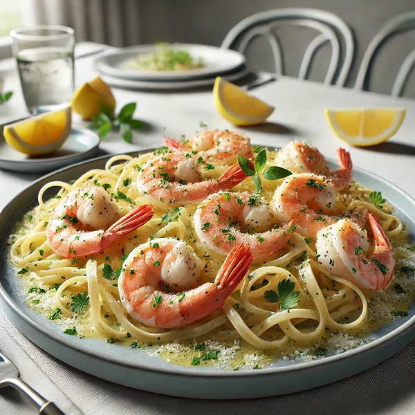 مواد لازم و طرز تهیه پاستای میگو با سس سیر و لیمو