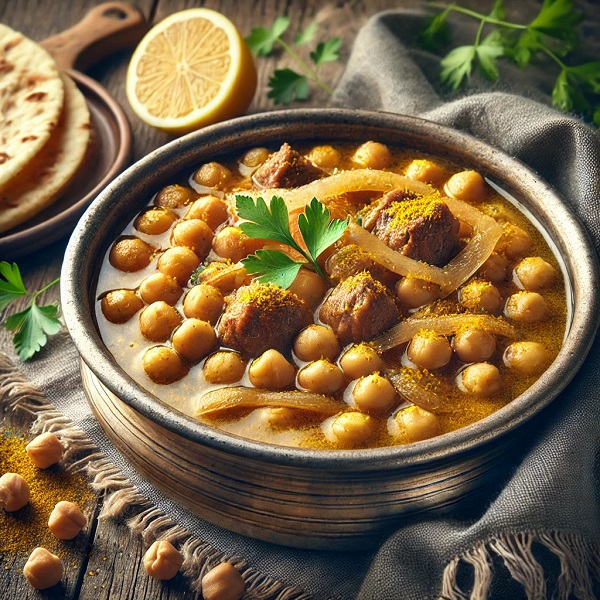 نخود آب با گوشت و گندم