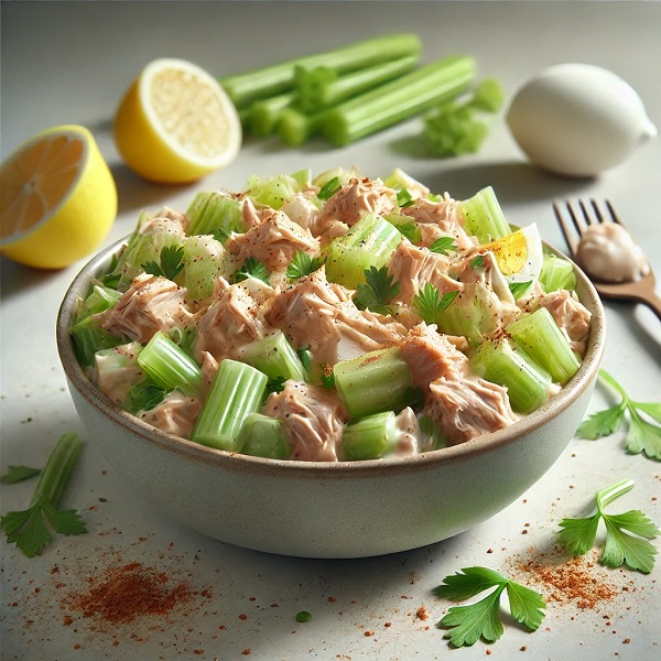 مواد لازم و طرز تهیه سالاد تن ماهی با کرفس