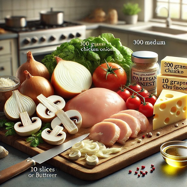 مواد لازم اسنک مرغ و قارچ