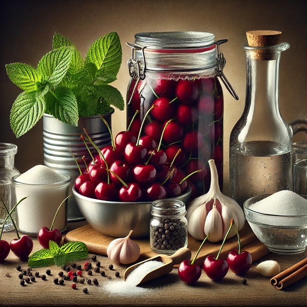 مواد لازم ترشی آلبالو