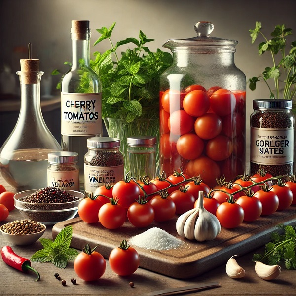 مواد لازم ترشی گوجه گیلاسی