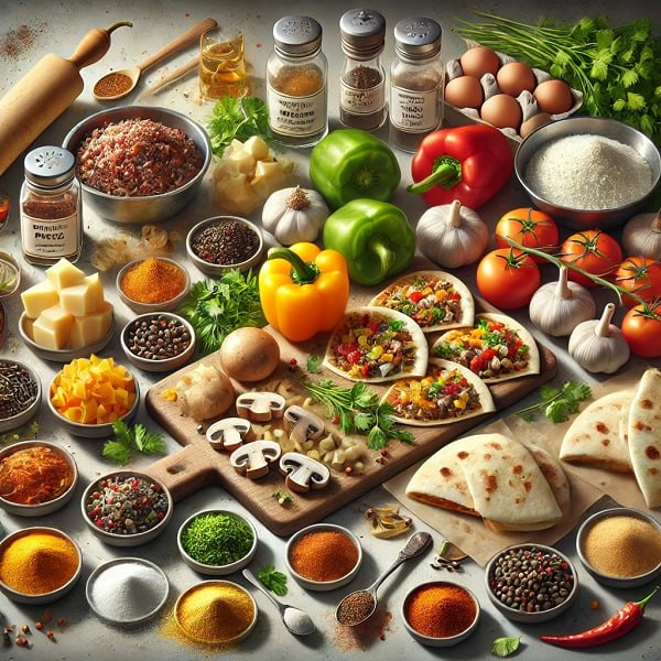 مواد لازم سمبوسه با نان پیتا