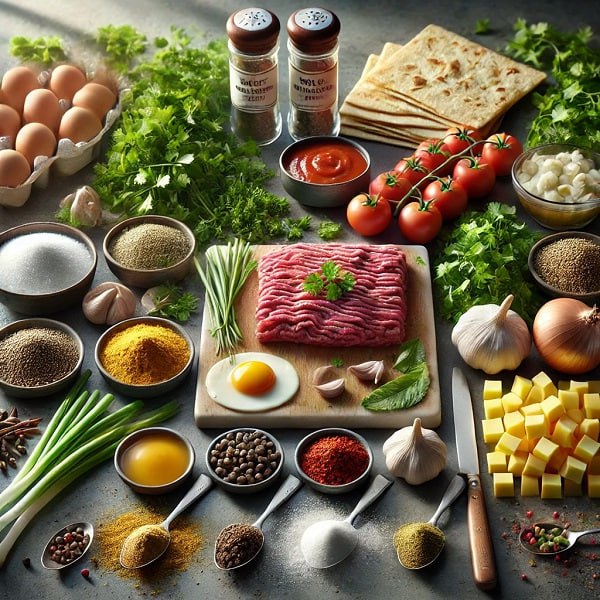 مواد لازم سمبوسه با گوشت