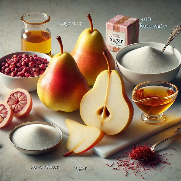 مواد لازم کمپوت گلابی