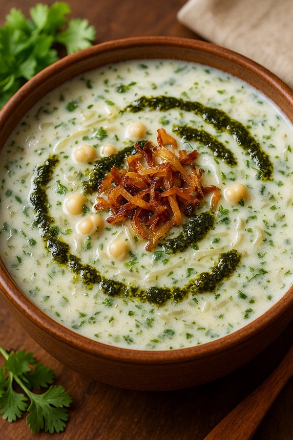 آش دوغ اردبیلی با نخود و سبزی