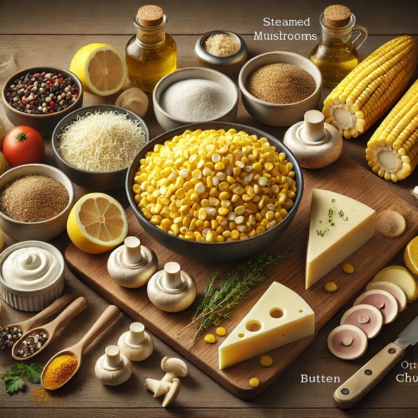 مواد لازم ذرت مکزیکی با قارچ