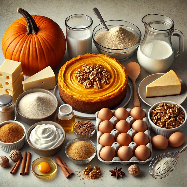 مواد لازم چیز کیک کدو حلوایی
