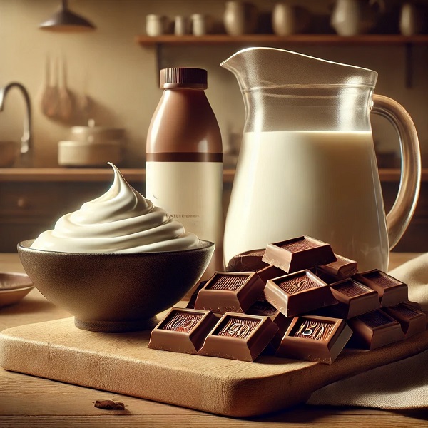 مواد گاناش چیز کیک شکلاتی یخچالی