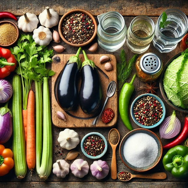 مواد لازم ترشی بادمجان