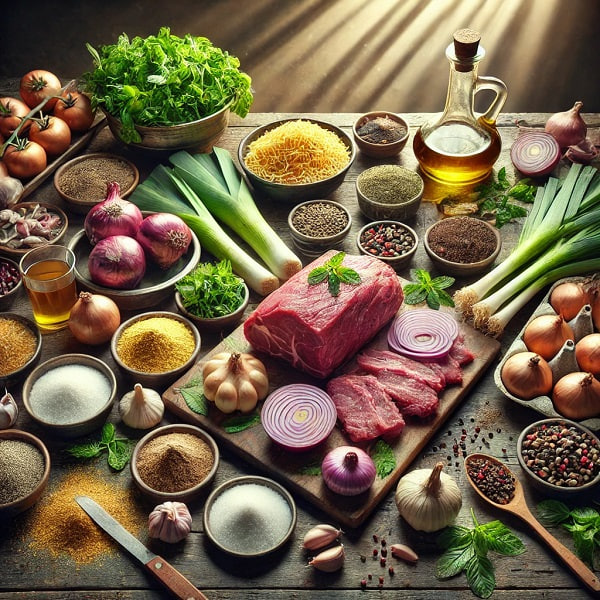 مواد لازم خورشت تره فرنگی
