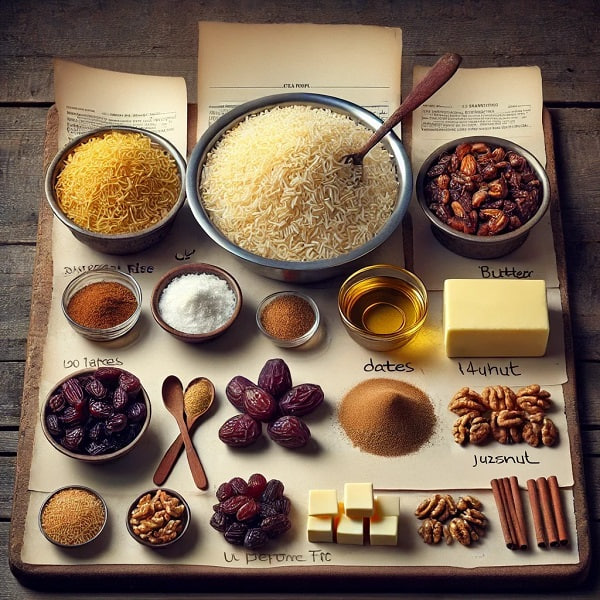 مواد لازم رشته پلو