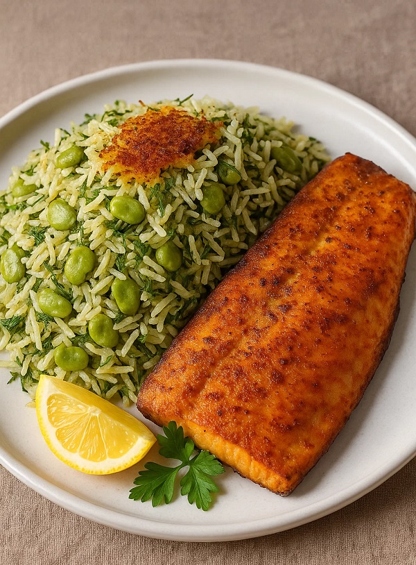 مواد لازم و طرز تهیه باقالی پلو با ماهی