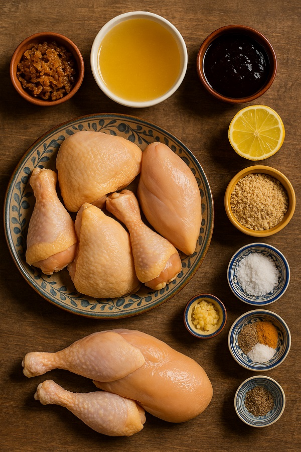 مواد لازم مرغ با رب انار