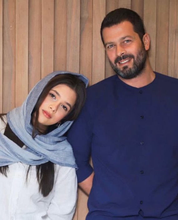 پژمان بازغی در کنار دخترش