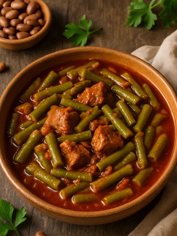 مواد لازم و طرز تهیه خورش لوبیا سبز