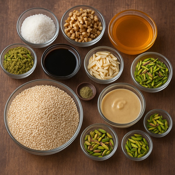 مواد لازم حلوا کنجدی